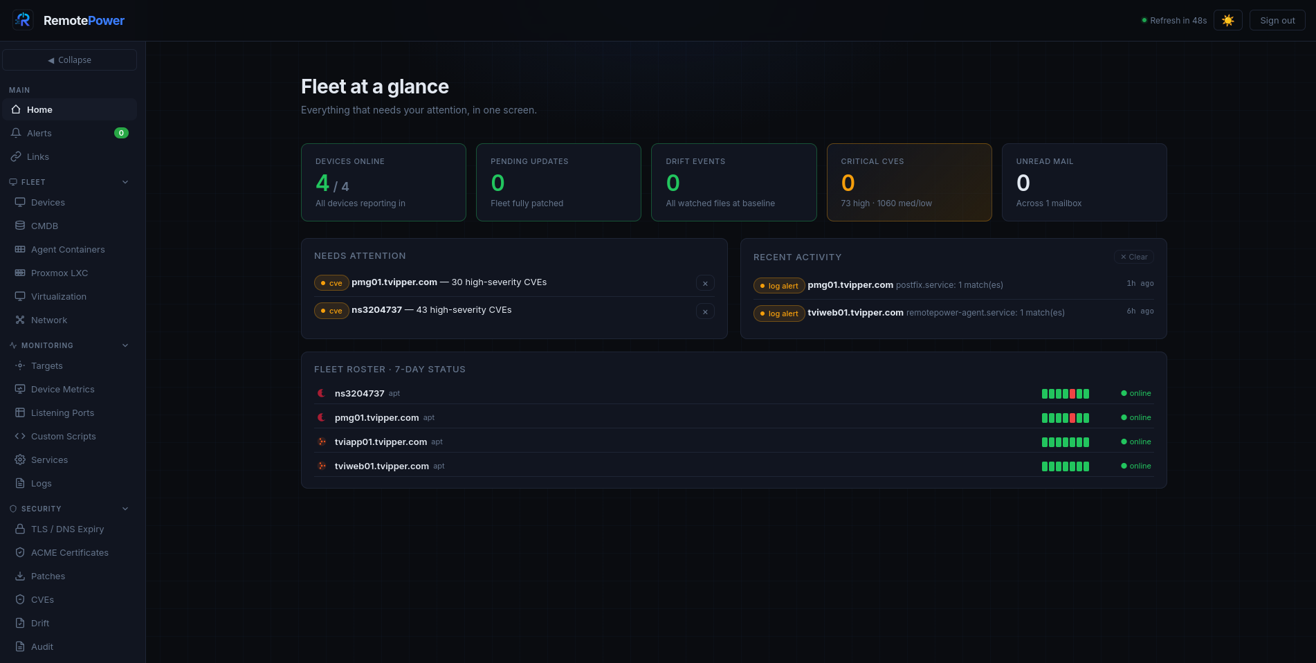 RemotePower dashboard