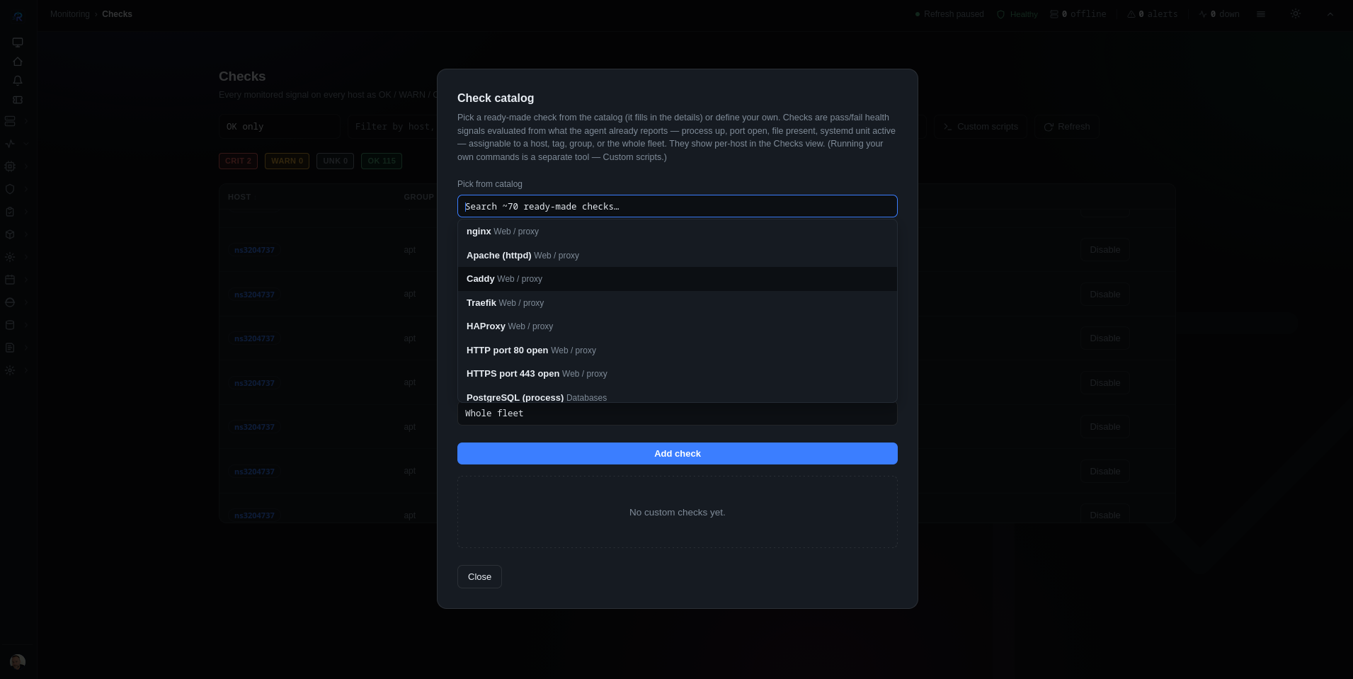 Monitoring page